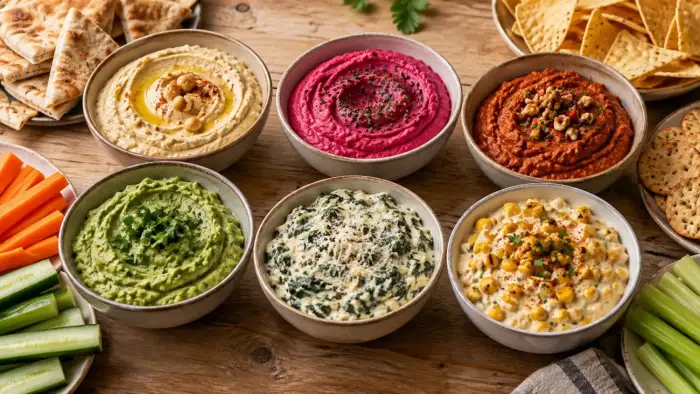 20 recetas de dips para preparar una mesa de aperitivos
