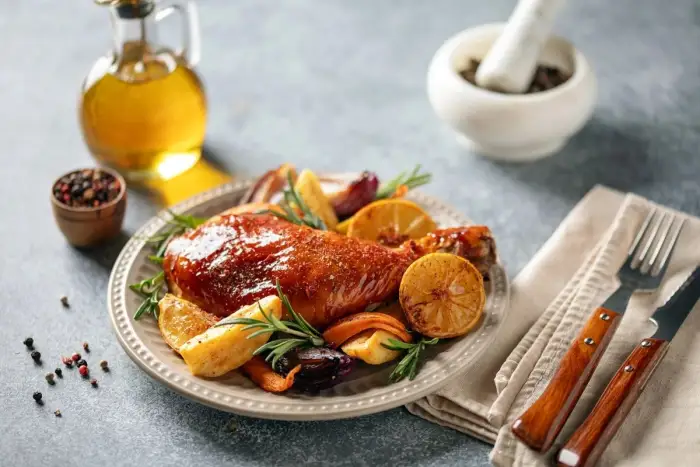 Pollo turco al horno con calabaza y especias