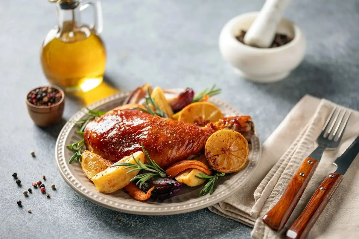 Pollo turco al horno con calabaza y especias