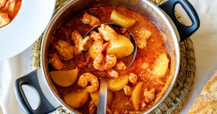 Caldereta de rape y langostinos con olla GM