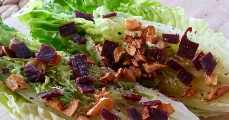 receta de Cogollos con aliño green goddess y crujiente de jamón con thermomix