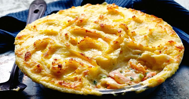 Pastel de bacalao y gambones con olla GM