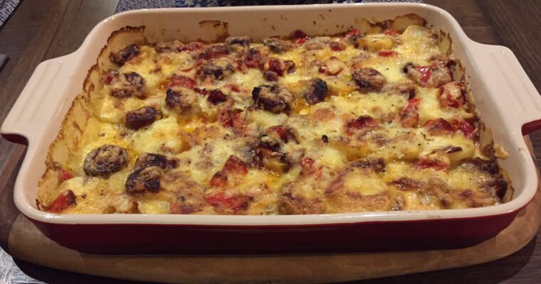 Frico (patatas y queso) con chorizo con olla GM