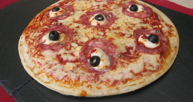 receta de Pizza ojo de Halloween con thermomix
