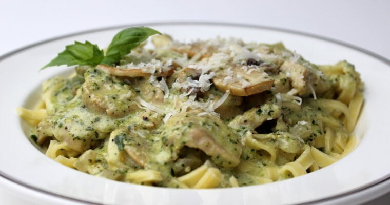 receta de Linguini con pesto cremoso