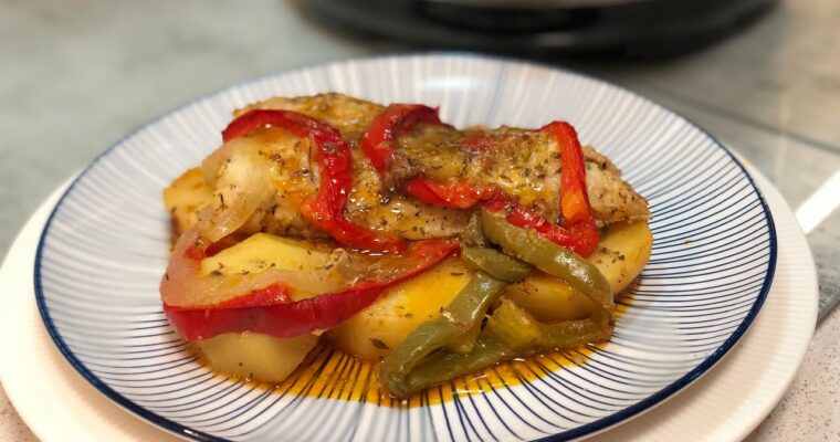 Merluza con crema de pimientos con olla GM