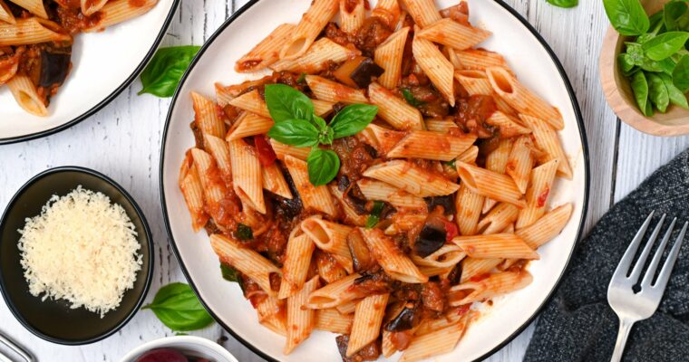 receta de Pasta con berenjena y lomo con thermomix