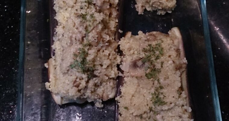 receta de Berenjenas rellenas de couscous y champiñones con thermomix