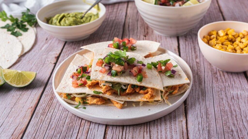 receta de Quesadillas mexicanas con guacamole y pico de gallo con