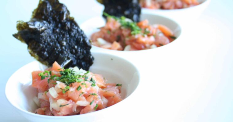 receta de Tartar de salmón ahumado con crujiente de nori con thermomix
