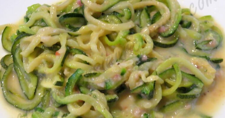 Espaguetis de Calabacín con Carbonata con monsieur cuisine