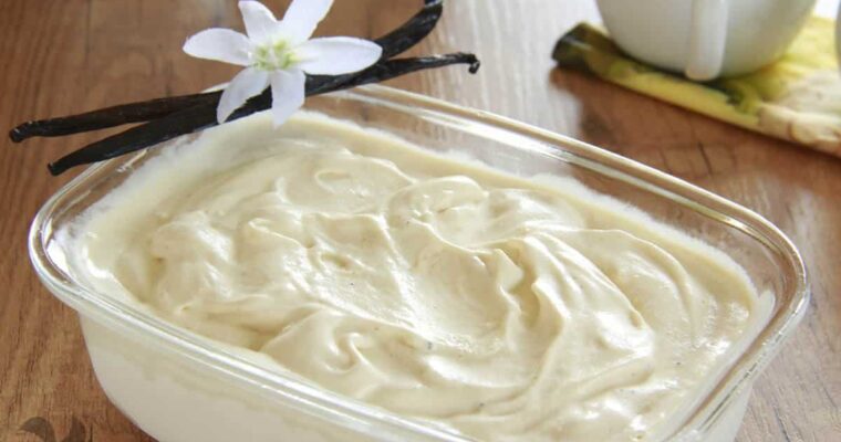 receta de Helado de vainilla sin lactosa con thermomix