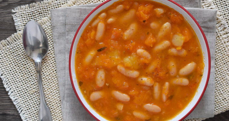 receta de Alubias blancas con calabaza light y para niños con thermomix