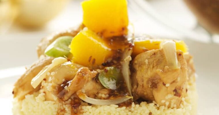 receta de Cuscús de pollo marinado y mango con thermomix