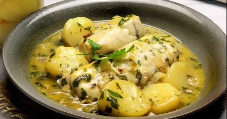 Merluza y Patatas al Vapor con Salsa con monsieur cuisine