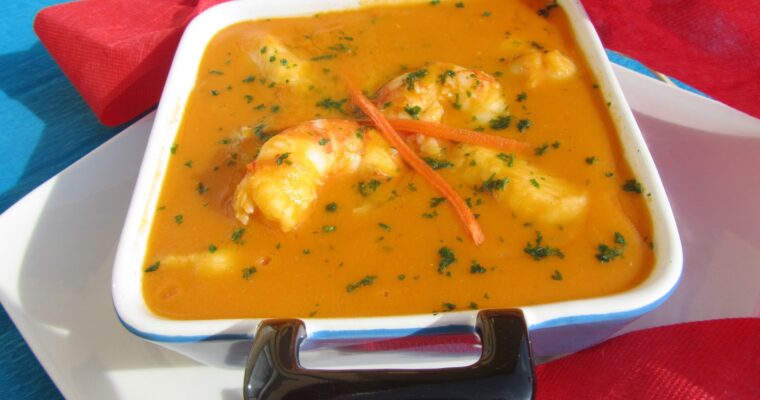 Crema de gambas y pescado con olla GM