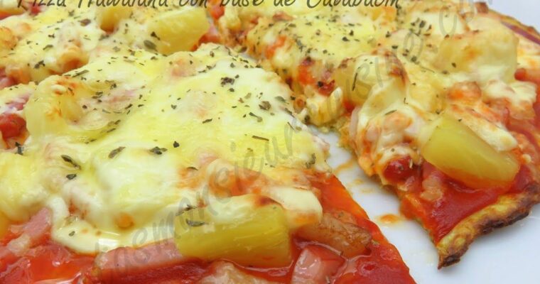 Pizza Hawaiana con base de Calabacín con monsieur cuisine