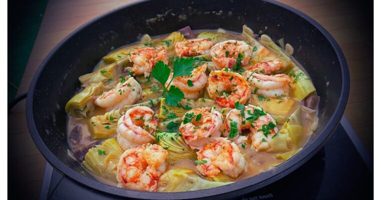 Savor the Delights of Salteado de Alcachofas con Gambas with monsieur cuisine!