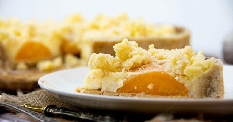Deliciosa receta de tarta de melocotón con crumble con Thermomix