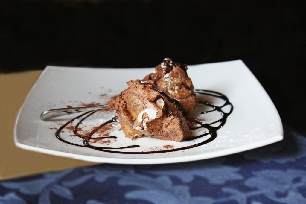 Monsieur Cuisine’s Decadent Profiteroles de Crema drenched in Heavenly Hot Chocolate