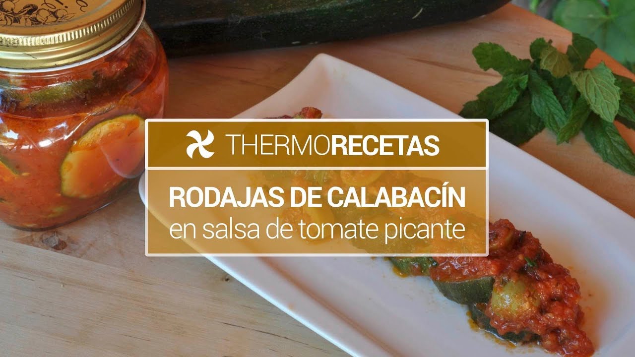 Deliciosa receta de rodajas de calabacín en salsa de tomate picante con Thermomix