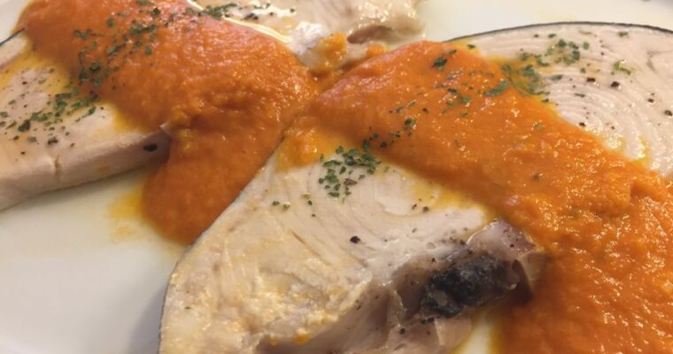 receta de Emperador al varoma con pisto con thermomix