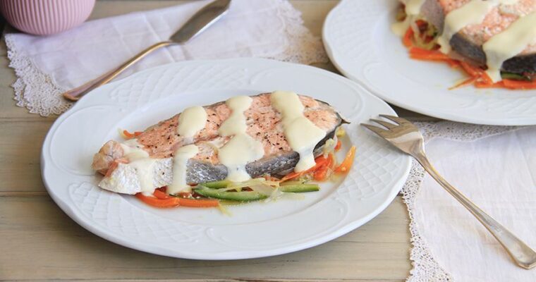 receta de Papillote de salmón con verduras con thermomix