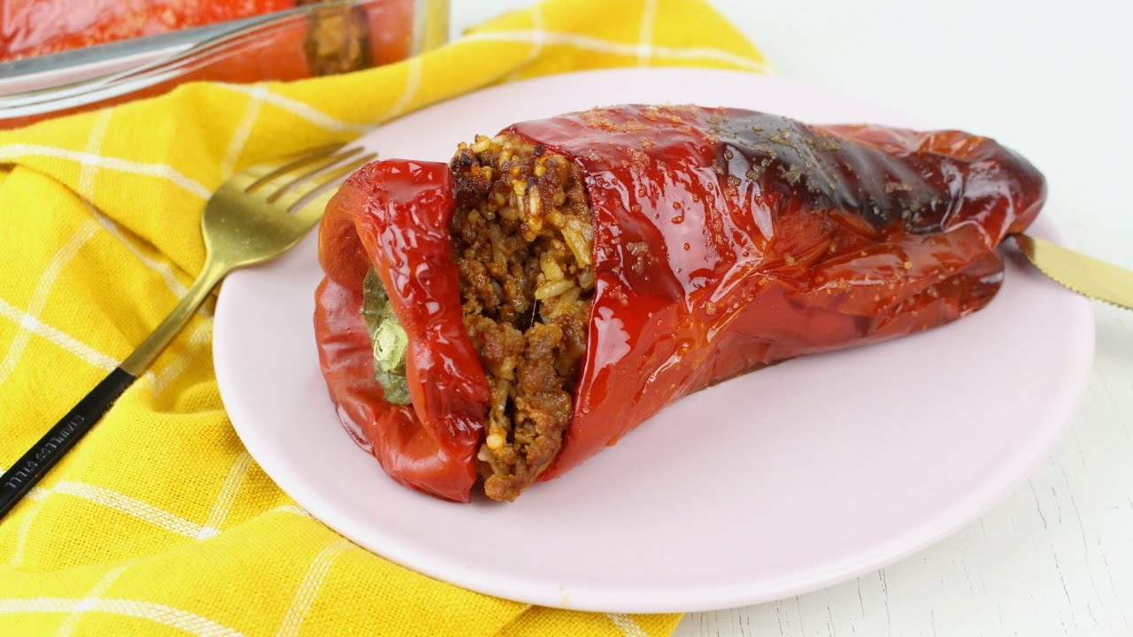 receta de Pimientos rojos rellenos de carne estilo Mexicano con thermomix
