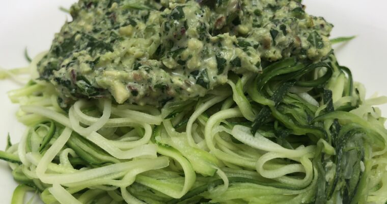 receta de Tagliatelle con pesto económico de calabacín con thermomix