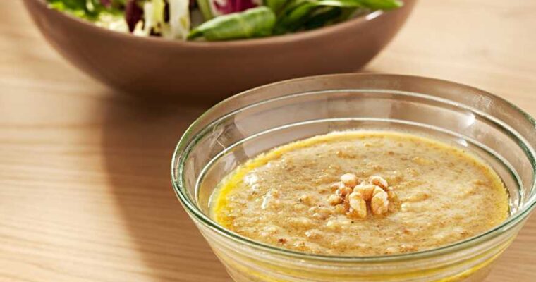 setas y nueces con vinagreta templada con thermomix