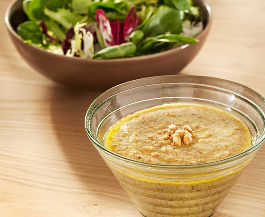setas y nueces con vinagreta templada con thermomix