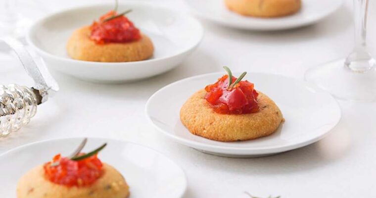 receta de Galletas de queso con chutney de pimientos rojos con thermomix